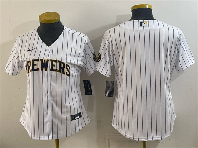Women's White Milwaukee Brewers Blank Cool Base Stitched Jersey(Run Small)